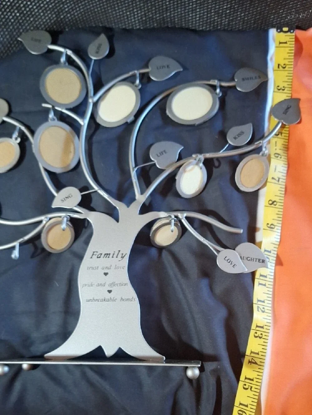 Family Tree Photo Frame Stand - Metal Silver Home Wall Decor